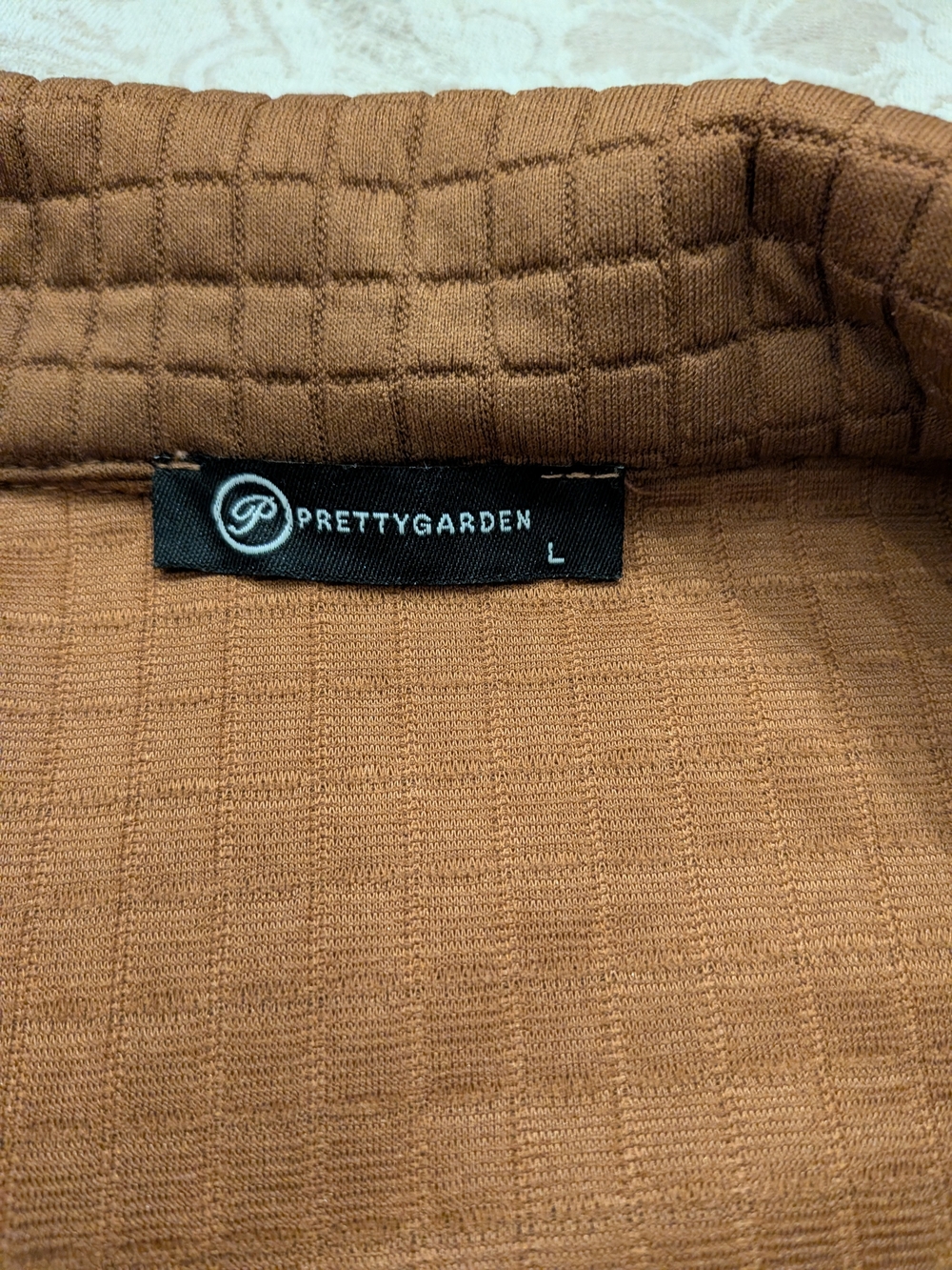 Quilted Jogger Matching Set In Camel - Picture 3 of 3